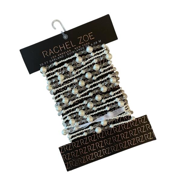 Rachel Zoe Garland Faux Pearl Iridescent Beads 20ft Christmas Tree Wreath Mantel - Picture 7 of 9